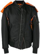 Moohong Contrast Detail Bomber Jacket - Black