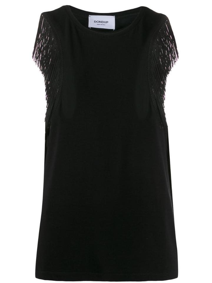 Dondup Fringed Sleeve Tank Top - Black
