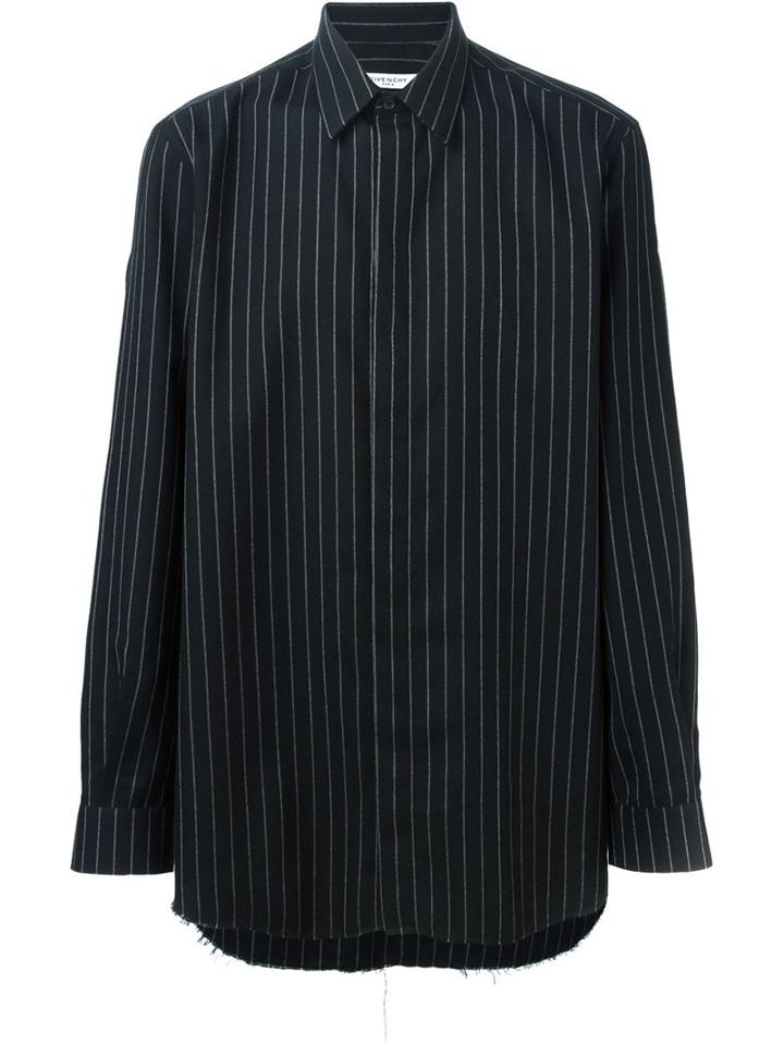 Givenchy Pinstripe Flannel Shirt, Men's, Size: 42, Black, Wool