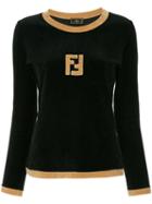 Fendi Pre-owned Ff Logo Longsleeved Top - Black