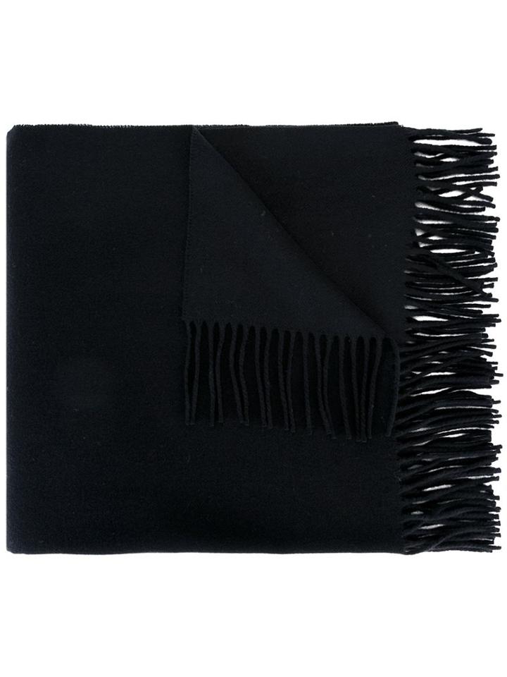 Moschino Fringed Logo Scaf, Women's, Black, Merino