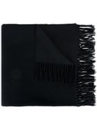 Moschino Fringed Logo Scaf, Women's, Black, Merino