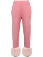 Izaak Azanei High Waisted Trousers With Faux Fur Trim - Pink