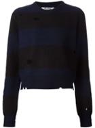 T By Alexander Wang Distressed Sweater, Women's, Size: Xs, Blue, Wool