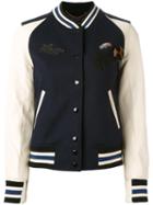 Coach Patch-embellished Varsity Jacket, Women's, Size: 2, Blue, Wool/nylon/viscose/leather