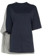 Y / Project Bi Colour Double Sleeve Cotton T Shirt - Grey