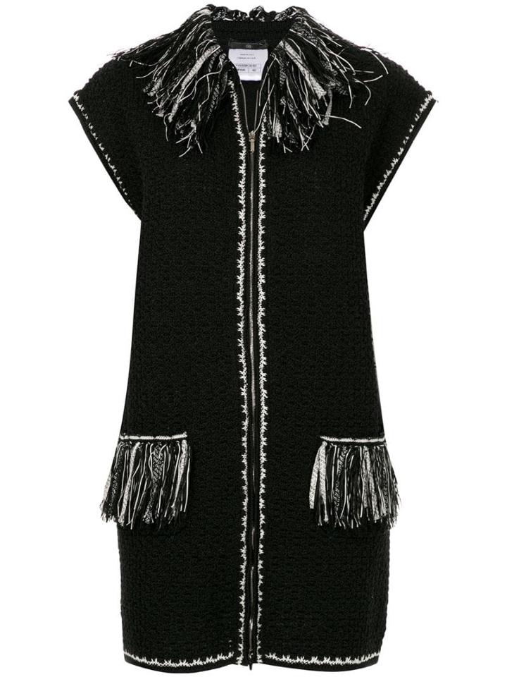 Chanel Pre-owned Sleeveless Fringed Jacket - Black