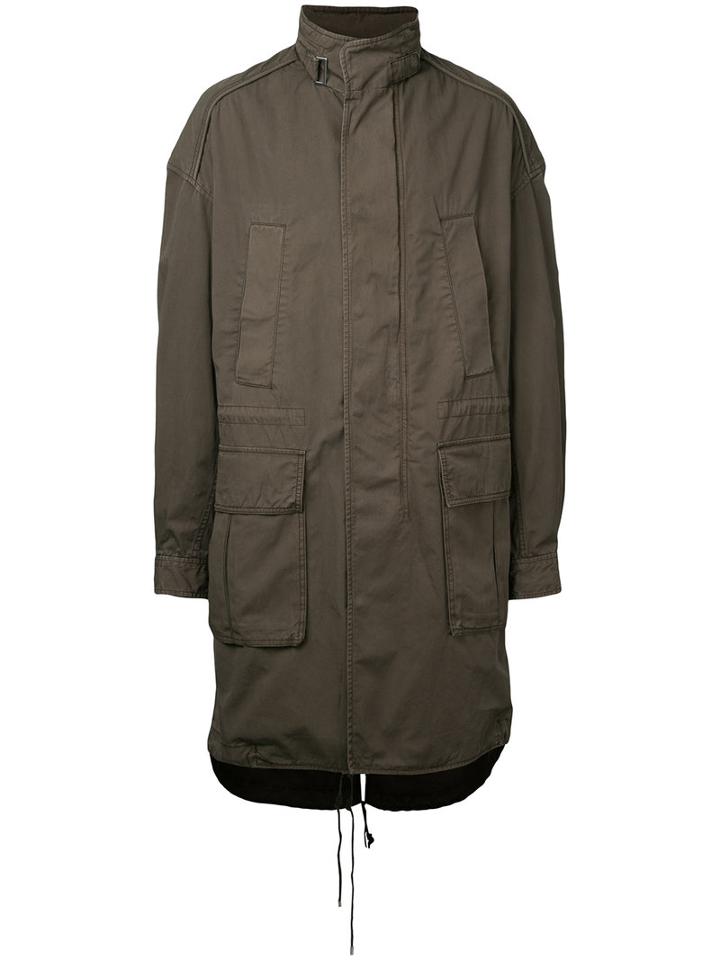 Juun.j High Neck Parka, Men's, Size: 48, Green, Cotton