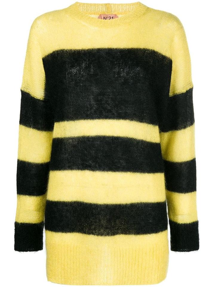 Nº21 Striped Longline Sweater - Yellow