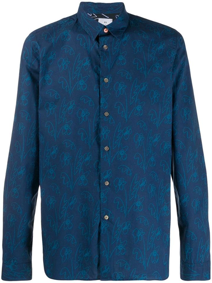 Ps Paul Smith Sketch Print Shirt - Blue
