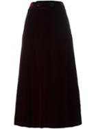 Saint Laurent Long Velour Skirt, Women's, Size: 42, Red, Silk/cupro/viscose