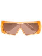 Ganni Orange And White Extreme Square Sunglasses - Yellow & Orange