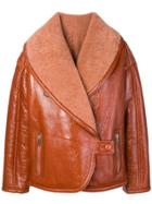 Drome Oversized Collar Shearling Jacket - Brown