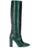 Paris Texas Python Print Tall Boots - Green
