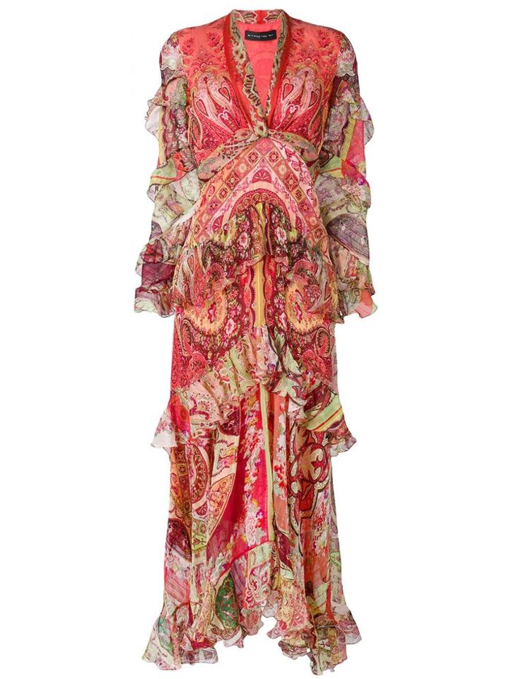 Etro Long Mixed Print Dress - Red