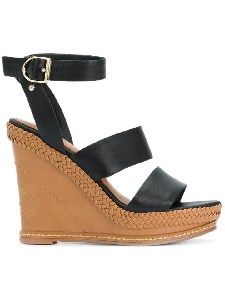 Tommy Hilfiger Strappy Wedge Sandals - Black
