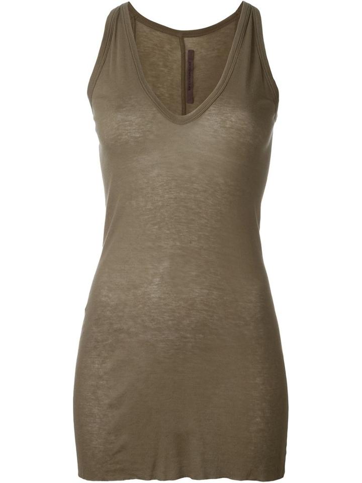 Rick Owens Lilies V-neck Jersey Tank Top, Women's, Size: 42, Green, Viscose/cotton/polyamide