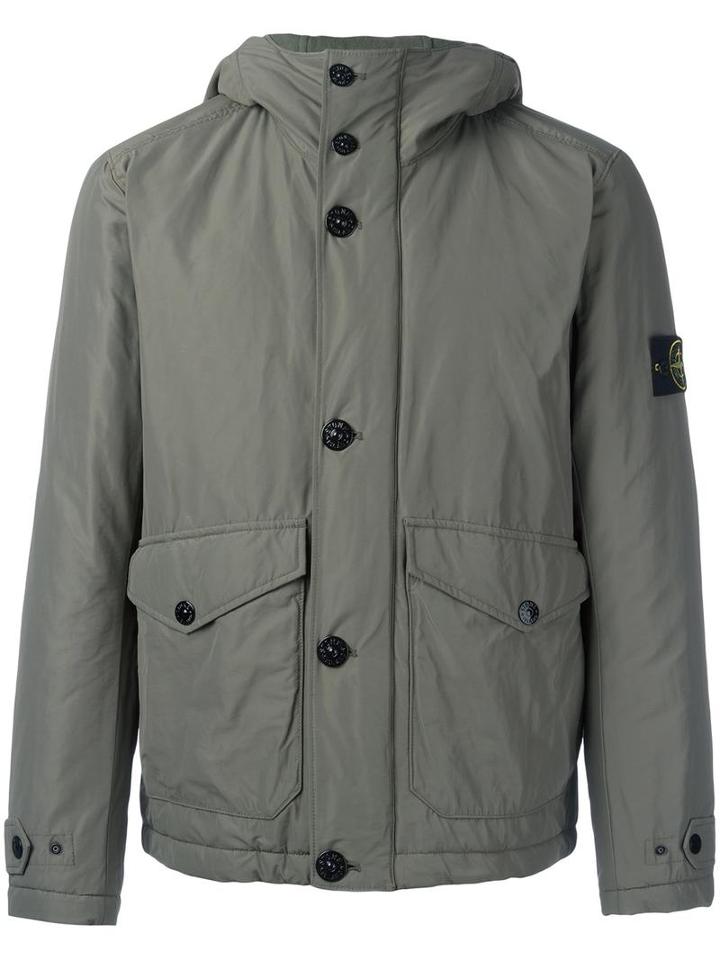 Stone Island Hooded Jacket, Men's, Size: Small, Green, Cotton/polyamide/polyester