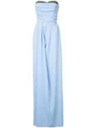 Marchesa Notte - Fitted Maxi Dress - Women - Polyester - 6, Blue, Polyester