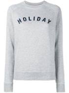Holiday Logo Print Sweatshirt, Women's, Size: Medium, Grey, Cotton