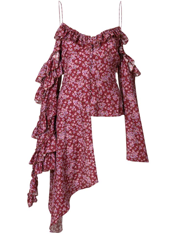 Magda Butrym Off-shoulder Asymmetric Blouse - Red