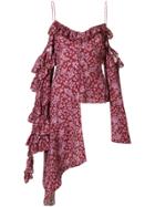 Magda Butrym Off-shoulder Asymmetric Blouse - Red