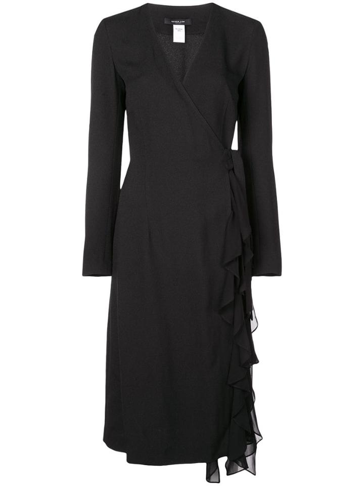 Derek Lam Ruffle Crepe And Chiffon Wrap Dress - Black