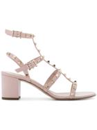 Valentino Pink Leather Rockstud 65 Sandals - Pink & Purple