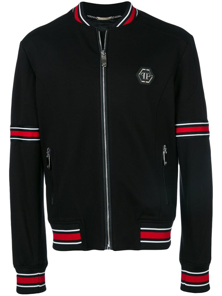 Philipp Plein Stripe Detail Bomber Jacket - Black
