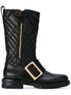 Burberry Quilted Buckle Boots - Black