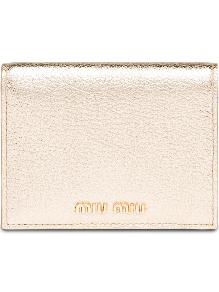 Miu Miu Logo Plaque Billfold Wallet - Metallic