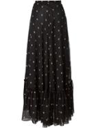 Francesco Scognamiglio Long Star Print Skirt, Women's, Size: 38, Black, Silk