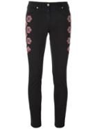 Etro Embroidered Side Skinny Trousers, Women's, Size: 24, Black, Cotton/acrylic/polyester/spandex/elastane