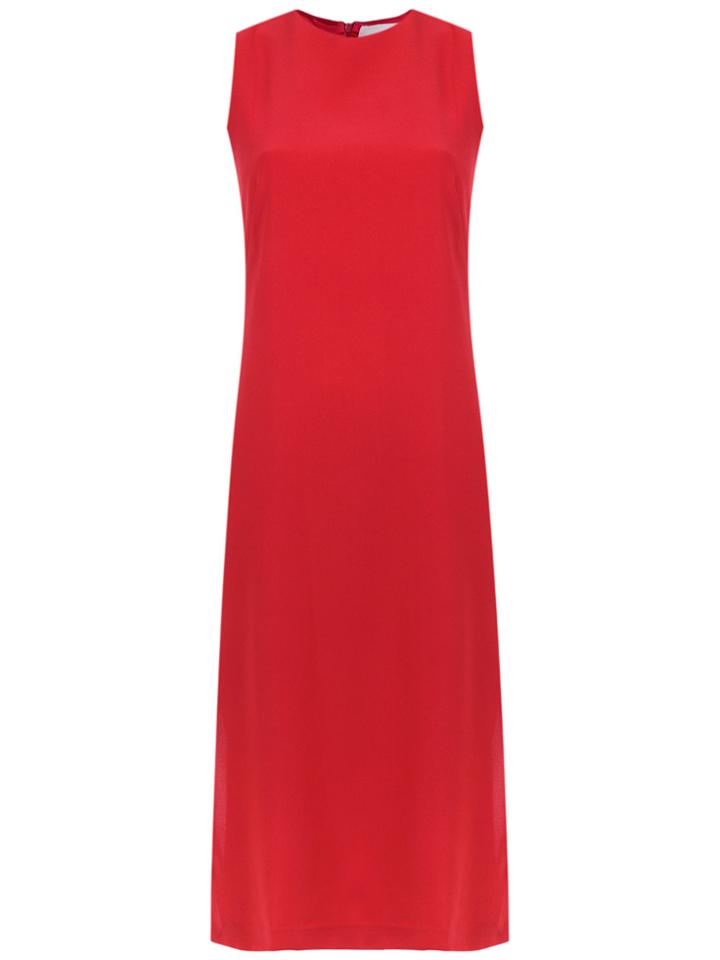Egrey Round Neck Midi Dress - Red