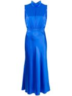 Saloni Turtleneck Midi Dress - Blue