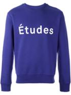 Études Logo Print Sweatshirt, Men's, Size: Small, Blue, Cotton/polyester