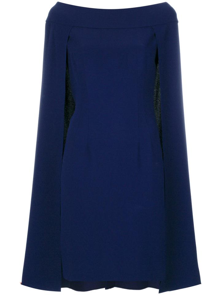 Alberta Ferretti - Cape Flared Dress - Women - Acetate/viscose - 40, Blue, Acetate/viscose