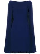 Alberta Ferretti - Cape Flared Dress - Women - Acetate/viscose - 40, Blue, Acetate/viscose