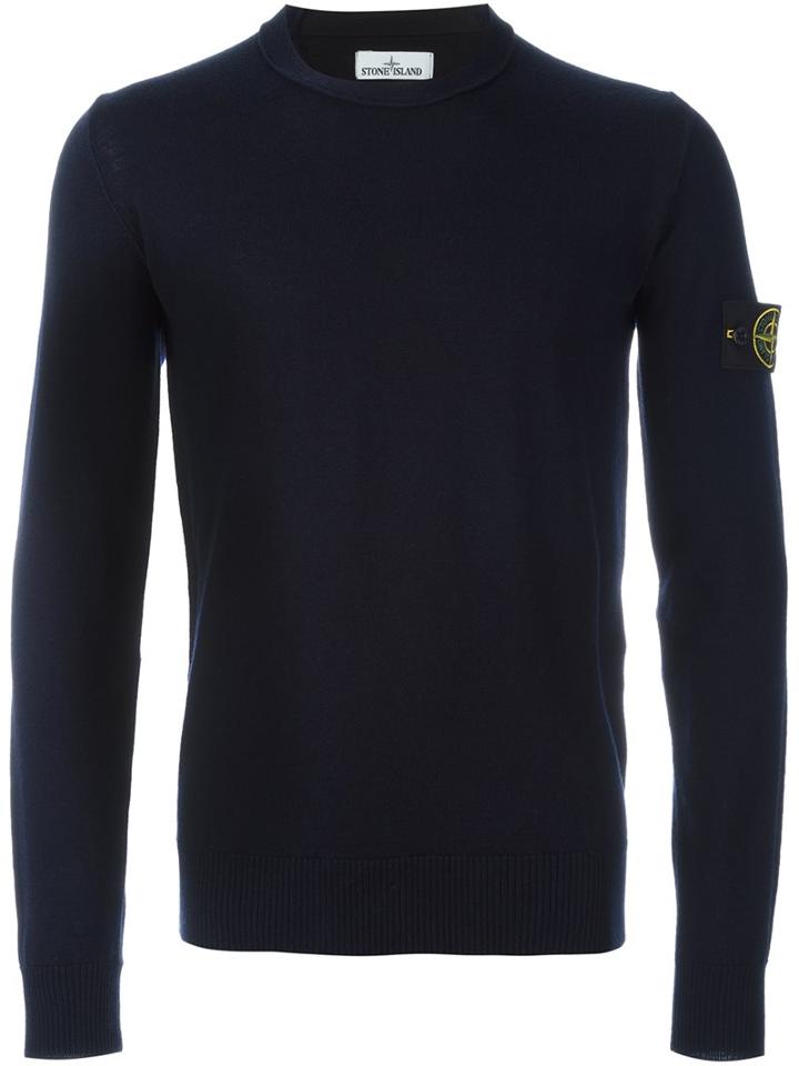 Stone Island Crew Neck Jumper, Men's, Size: Small, Blue, Wool