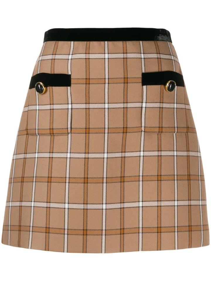 Miu Miu Checked Mini Skirt - Neutrals