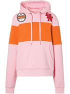 Burberry Logo Graphic Panelled Hoodie - Pink