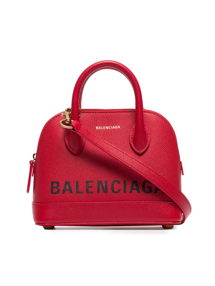 Balenciaga Red Ville Xxs Leather Top Handle Bag