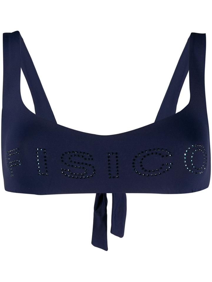 Fisico Rhinestone Logo Bikini Top - Blue