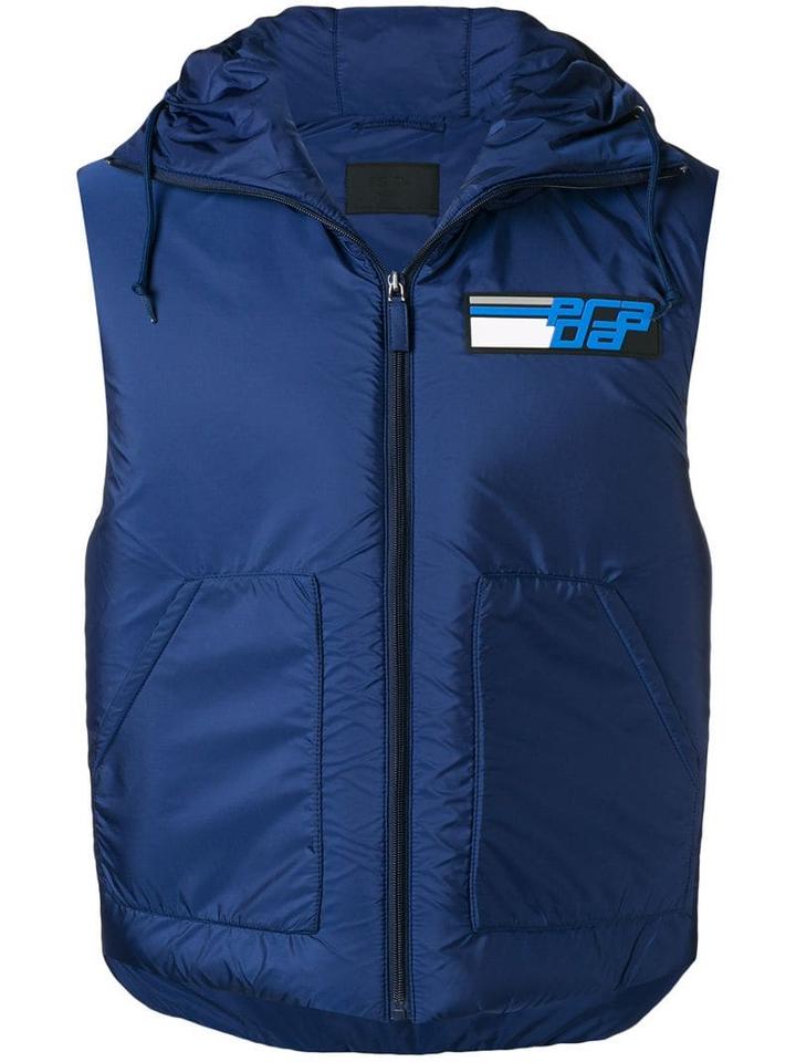 Prada Hooded Zip Gilet - Blue