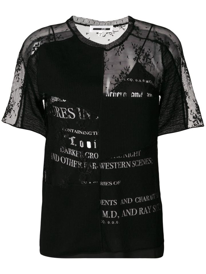 Mcq Alexander Mcqueen Cut Up Lace Top - Black