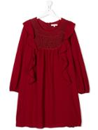 Chloé Kids Lace Ruffle Dress - Red
