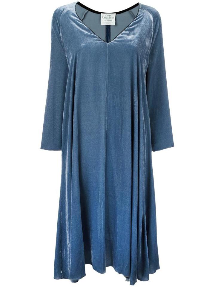 Forte Forte Velvet V-neck Dress, Women's, Size: 1, Blue, Viscose/silk