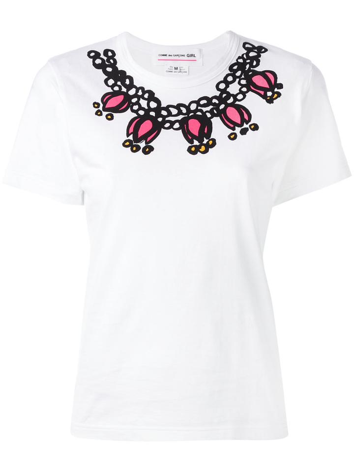 Comme Des Garçons Girl - Pink Necklace Print T-shirt - Women - Cotton - L, White, Cotton