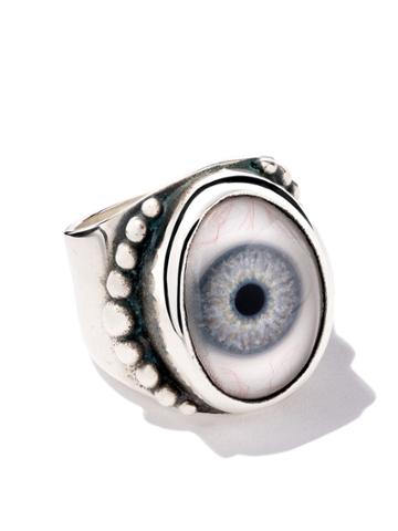 The Great Frog Beaded Eye Ring - Silver