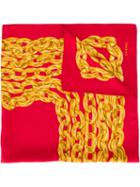 Chanel Vintage Chain Print Scarf, Women's, Red